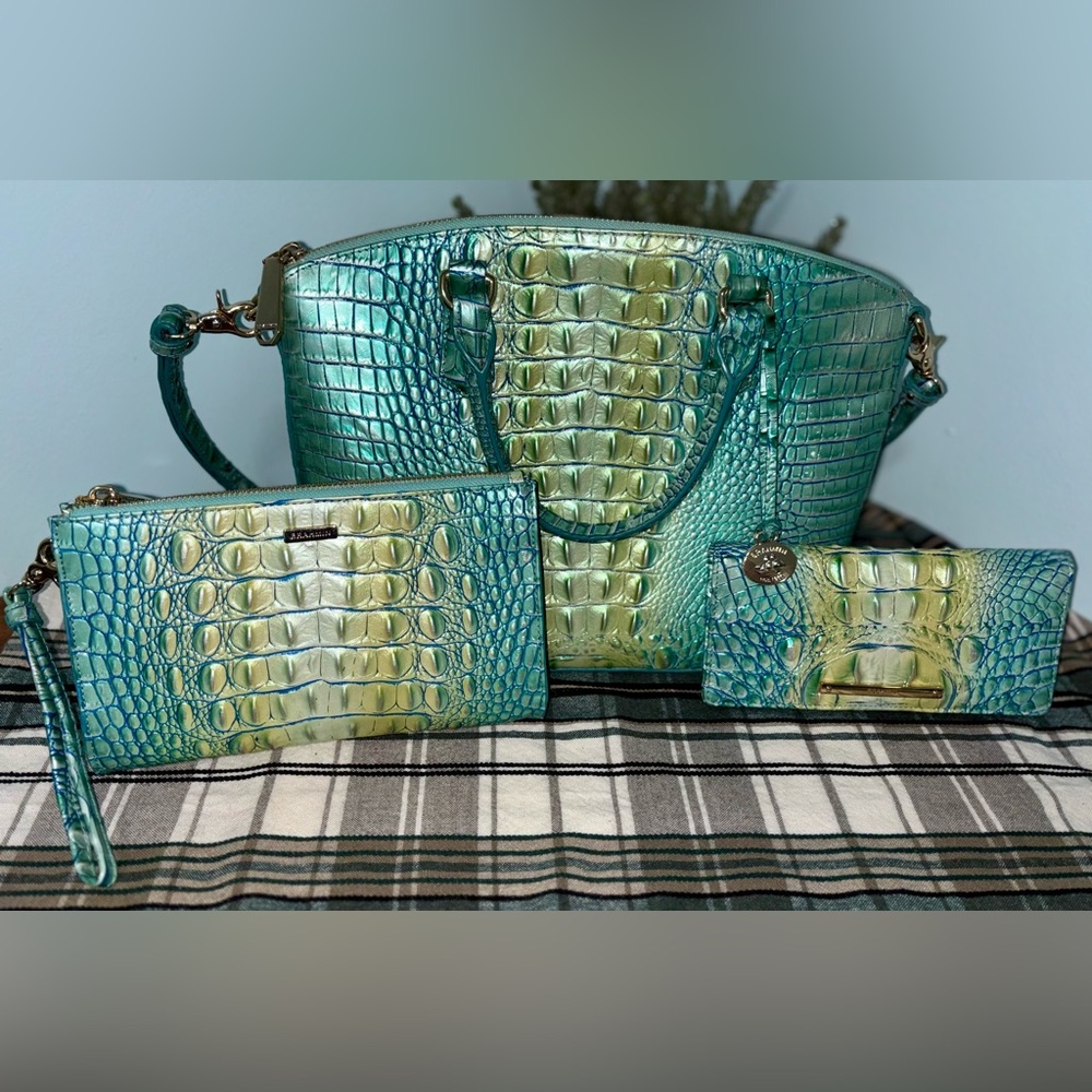 Brahmin Duxbury Satchel, Daisy Wristlet & Addy Wallet.